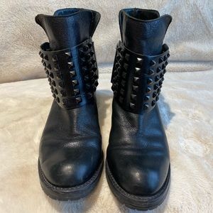 DKNY studded black leather booties